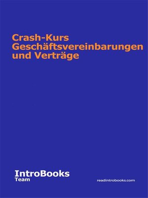 cover image of Crash-Kurs Geschäftsvereinbarungen und Verträge